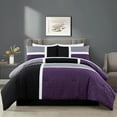 thumbnail image 2 of Chezmoi Collection Bernard 7-Piece California King Bed in a Bag Comforter Set with Sheets, Lightweight Comforter Purple Black Gray Patchwork Quilted Medallion Bedding Set for All Season, 2 of 9