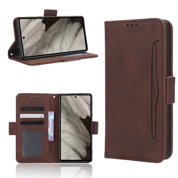 Compatible with Google Pixel 7A Wallet Case, Detachable Outer Pouch PU Leather Flip Folio Case with Card Holders RFID Blocking Kickstand [Shockproof TPU Inner Shell] Phone Cover,Brown