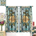 thumbnail image 3 of Stained Glass Style Floral Curtains Boho Plant Stained Glass Curtain with Rod Pocket for Bedroom Living Room Home Decor Drapes Window Treatments 26"W x 63"L (Pack of 2), 3 of 6