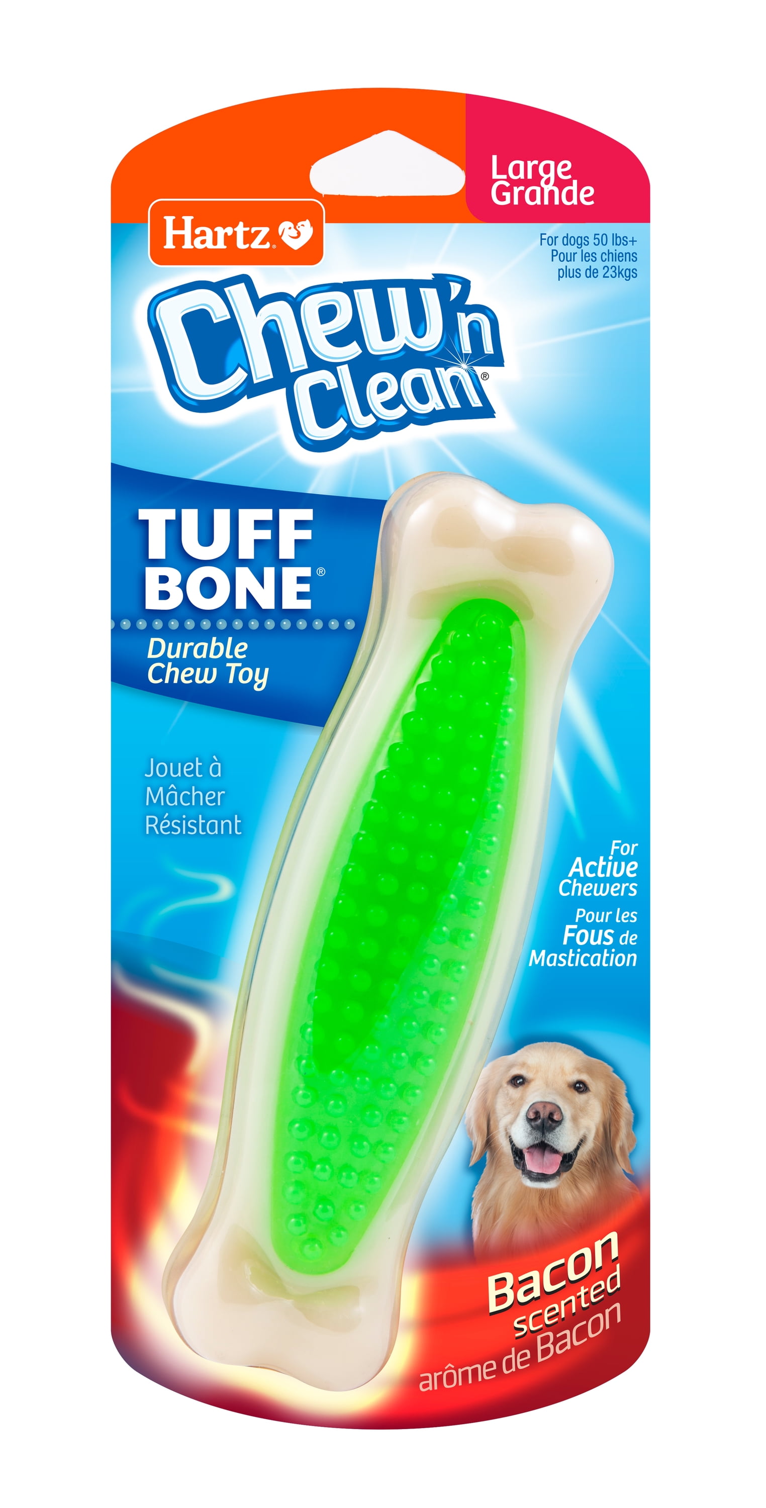 Hartz Chew 'n Clean Tuff Bone Dog Chew Toy, Large, Color May Vary