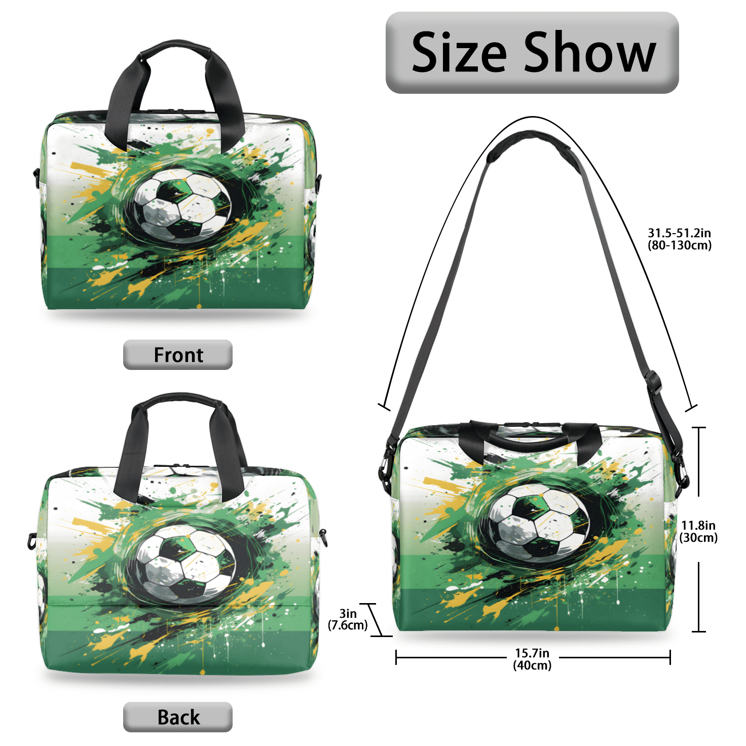 Herdesigns Graffiti Soccer Laptop Bag for Women Men, Computer Case Briefcase Messenger Bags, 15-15.6 inch Laptop Sleeve Shoulder Bag