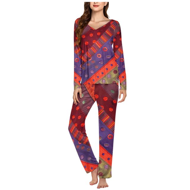 Ensembles de Pyjama pour Femmes 2 Pcs, Ensemble de Pyjama Décontracté Uni pour Dames avec Haut et Pantalon