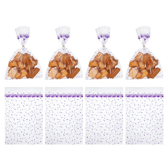 Uxcell 100 Count Clear Treat Bags, Valentines Cookie Bags Purple 11.8" x 7.9"