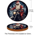 thumbnail image 3 of Santa Claus Round Coasters 6PCS Set in Microfiber Leather, 11x11 cm/4.3x4.3 in, & Stylish Drink Mats for Table, 3 of 6