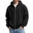 thumbnail image 2 of Sweatshirt for Men Waffle Full Zip Up Hooded Sweatshirts Long Sleeve Solid Hoodie Jacket Spring 2026 Casual Loose Fit Coat, 2 of 7