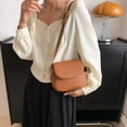 thumbnail image 3 of New decorative texture bag artificial leather simple temperament commuter shoulder bag underarm bag-Dark brown, 3 of 5