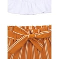 thumbnail image 2 of Honganda Girl's Two-piece Suit, Long Sleeve Off Shoulder Tops and Stripe Shorts, 2 of 8