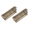thumbnail image 5 of 2pcs Retro Lighter Case Compact 3D Floral Stamped Engraving Zinc Alloy Protective Case Cover Bronze, 5 of 5