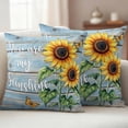 thumbnail image 2 of Yellow Sunflower Outdoor Pillow Covers 16x16 Set of 2,Waterproof Patio Throw Pillowcase Protectors,Butterfly Sunshine Blue Farmhouse Wood Decorative Pillow Shams Cushion Covers for Seat Bed Couch, 2 of 8