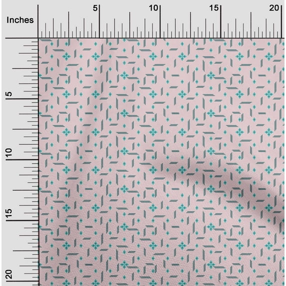 oneOone Georgette Viscose Fabric Line & Diamond Geometric Fabric Prints By Yard 42 Inches Wide