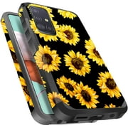 Silverback For Samsung Galaxy A51 Case Sturdy Phone Case Girls Women Shockproof Protection Heavy Duty Armor Hard Plastic & Shock Absorption Protective Case -Sunflower