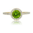 thumbnail image 2 of AVORA 10K Yellow Gold August Birthstone- Genuine Peridot with Simulated Diamond CZ Halo Fashion Ring  - Size 6.5, 2 of 6