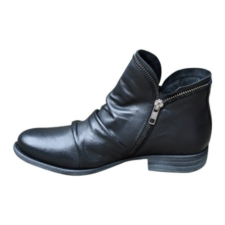 

jsaierl Women s Fashion Casual Retro Solid Colors Short Ankle Boots Zipper Shoes
