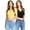 Black + Yellow, variant on Apparel Women's Juniors 2000s Crop Button Down Top - 2 Pack (Black + Yellow, Medium)
