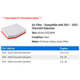 thumbnail image 2 of Air Filter - Compatible with 2021 - 2022 Chevy Suburban, 2 of 2