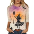 thumbnail image 2 of JTZGDY Plus Size Halloween Tops for Women Lightweight Casual Fall 3/4 Length Sleeve Cute Ghost Pumpkin Pattern Printed Crew Neck Basic Tunic Blouse Loose Fit Trendy Holiday Graphic Tees Shirt, 2 of 6