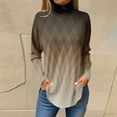 thumbnail image 2 of ManxiVoo Printed Turtleneck Long Sleeve Top for Women Loose Fit Cozy Lightweight Tee Winter Comfort Wear and Fall Fashion L Size Coffee, 2 of 5