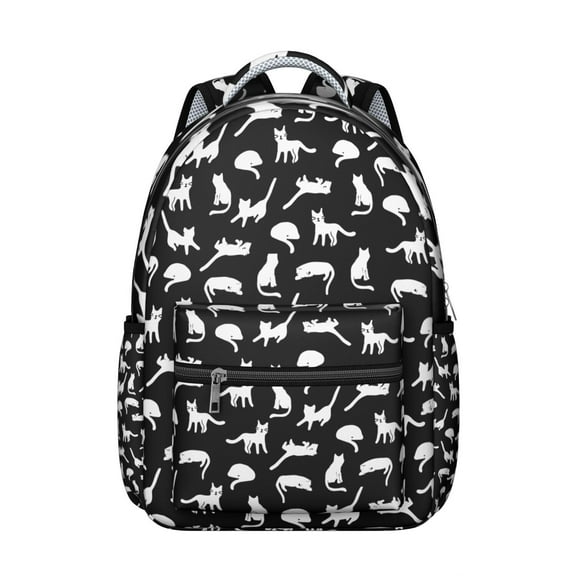 Stylish Cat Themed Backpack for Women & Teens - Durable Waterproof School Bag for College & Work - Roomy Laptop Backpack with Side Pockets - Chic Floral Cat Design