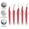 thumbnail image 3 of SIVOTE Pinces à Extensions de Cils pour Cils Classiques et Volume, Lot de 5, Rouge, 3 of 7