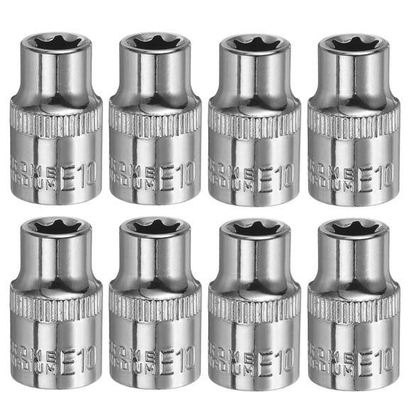 Uxcell 8pcs E-Torx Socket 3/8" Drive E10 External Torx Deep Socket CR-V Star Socket 1.2" Length