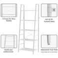 thumbnail image 2 of Yusong Bookshelf, Ladder Shelf 5-Tier Bookcase for Bedroom, Industrial Book Shelves Storage Rack with Metal Frame for Home Office, White, 2 of 7