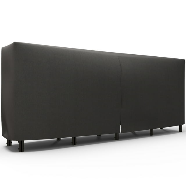 CoSoTower Support de Bois de Chauffage Extérieur 8 Pieds avec Couvercle, Support de Rangement en Bois Ajustable, Support de Bûches Intérieur Extérieur, Noir