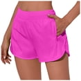thumbnail image 4 of vigerkar Women's Athletic Shorts High Waisted Running Shorts Pocket Sporty Short Gym Elastic Workout Shorts Hot Pink, L, 4 of 5