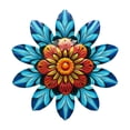thumbnail image 2 of Arte de pared de metal con flores, colorido y moderno, de 5,8 pulgadas, para interiores y exteriores. Azul, 2 of 9