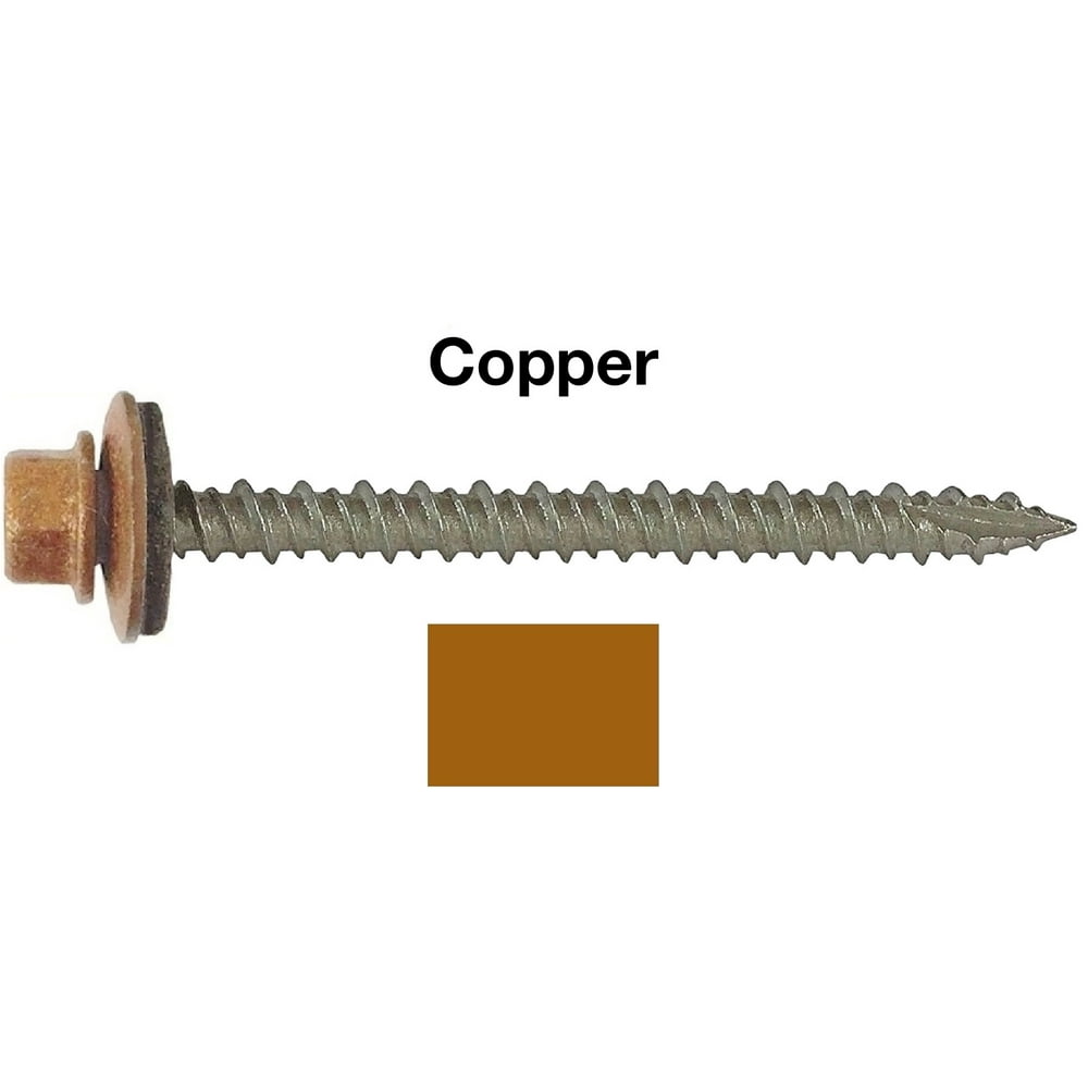 10 Metal ROOFING SCREWS (250) Screws x 2 1/2" COPPER Hex Washer Head