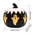 thumbnail image 2 of Halloween Decorations Black Pumpkin Ghost Lamp, Glossy Tabletop Halloween Decor with Orange Ghost Designs, Dripping Cream Top and Curved Stem for Indoor Home Display, 2 of 6