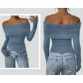 thumbnail image 5 of PRETTYGARDEN Women's Long Sleeve Shirts Off Shoulder Tops Going Out Slim Fitted Y19K Blouses Fall Fashion Clothes, 5 of 6