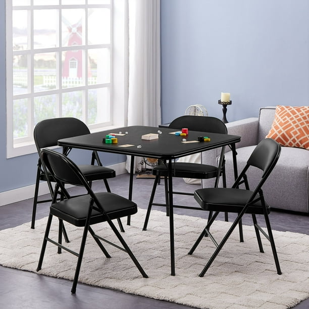 VECELO 5Piece Card Table and Chair Set, 33.8" Square Table and 4pcs