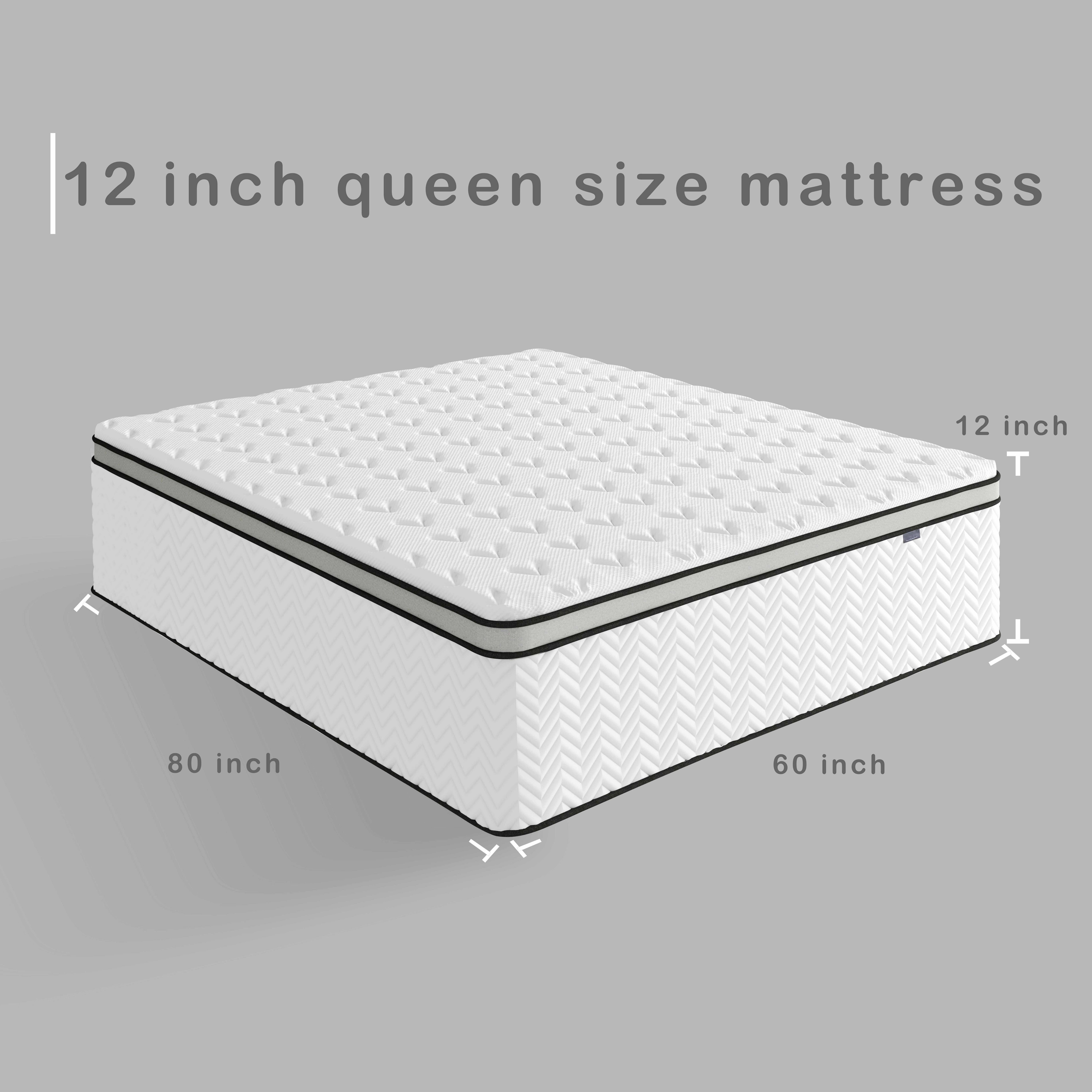 RODREAMY 12 inch Queen Mattress, Hybrid Mattress in a Box, Medium Firm, Pressure Relief & Motion Isolation, Breathable & CertiPUR-US