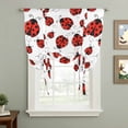 thumbnail image 2 of Red Ladybugs Tie Up Curtains for Windows, Adjustable Balloon Window Shades, Animal Themed Spring Summer Rustic Kitchen Window Treatments Farmhouse Short Curtains with Rod Pocket 42"x45", 2 of 8