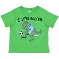 thumbnail image 3 of Inktastic I Love Soccer-dinosaur in Blue Boys or Girls Toddler T-Shirt, 3 of 5