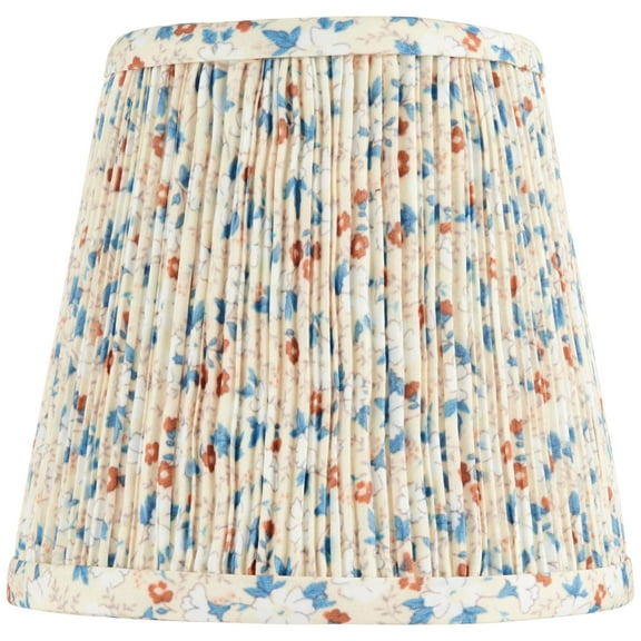 Springcrest 4" Top x 6" Bottom x 5 1/2" High x Print Lamp Shade Replacement Small Blue Red Leaf Shirred Pleated Clip On Candelabra