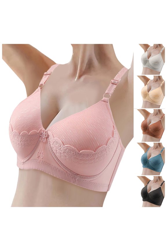 Comfortable Bras for Women Thin Cup Middle Elderly Underwire Wireless Bra Beige 36