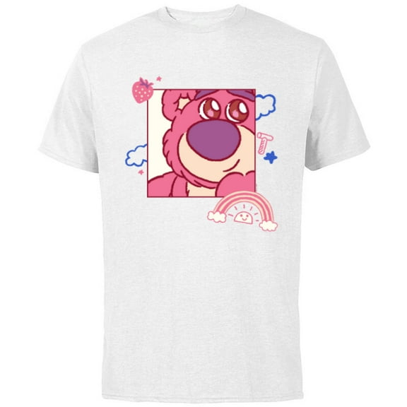 Disney and Pixar’s Toy Story Lotso Bear Fluffy Rainbows Cute - Short Sleeve Cotton T-Shirt for Adults - Customized-White