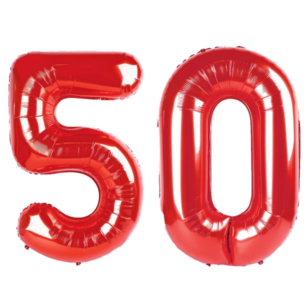 Globo Kelfuoya Número 50 Rojo de 40" en Papel Metalizado Mylar