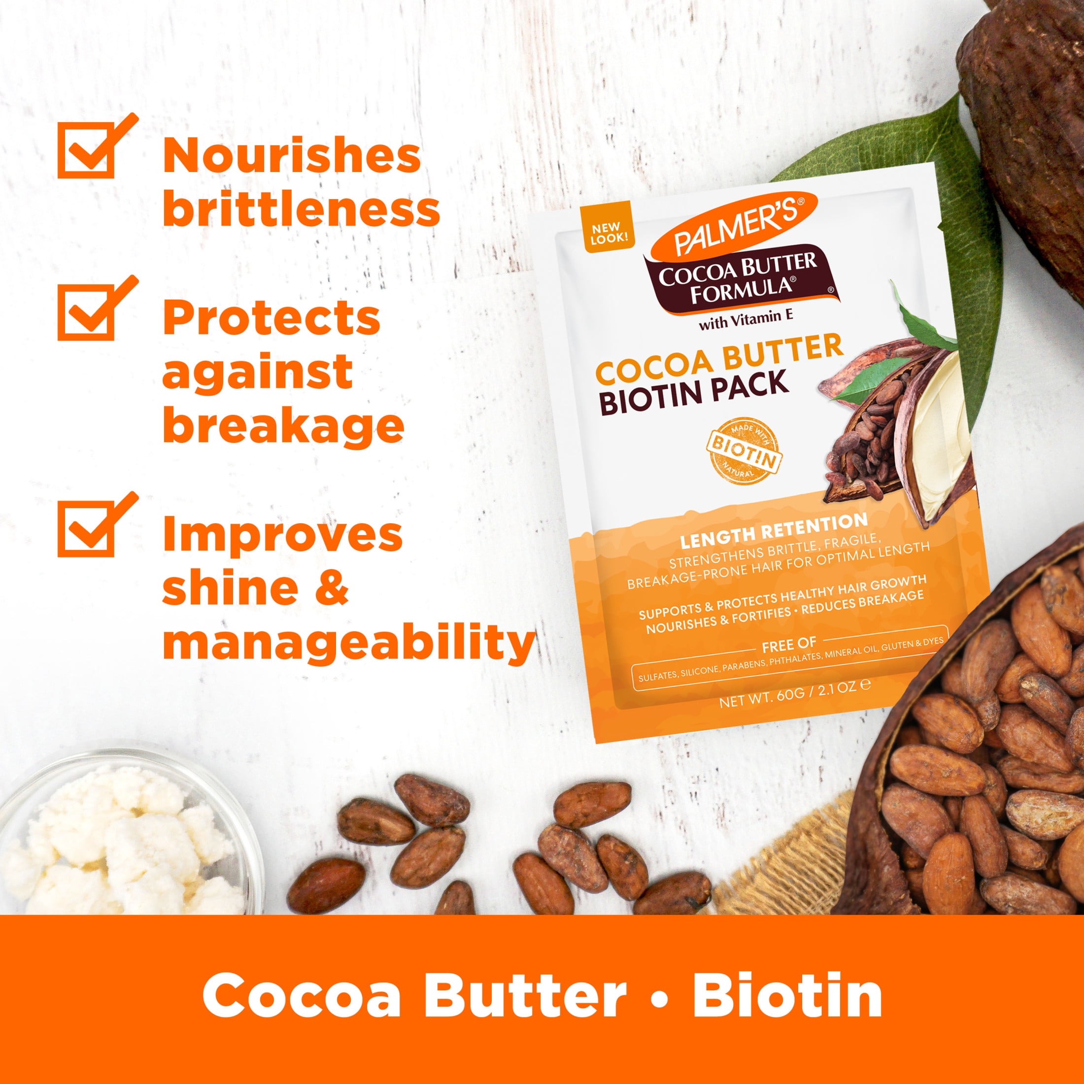 (3 pack) Palmer's Cocoa Butter Formula + Biotin Length Retention Biotin Pack, 2.1 fl. oz.