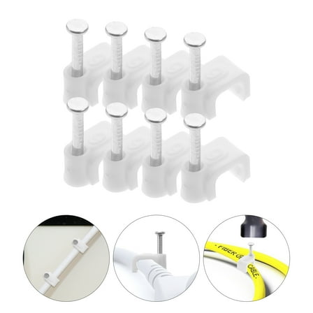 Topbathy Cable Clips 500Pcs White Wire Fasteners with Steel Nails for Clean Cable Organization