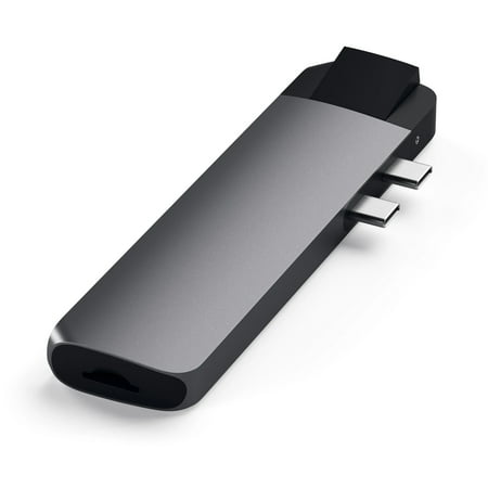 Satechi - Type-C Pro Hub Adapter with Ethernet - 4K HDMI, USB-C PD, Gigabit Ethernet, USB 3.0, Micro SD Card Slot - Space Gray