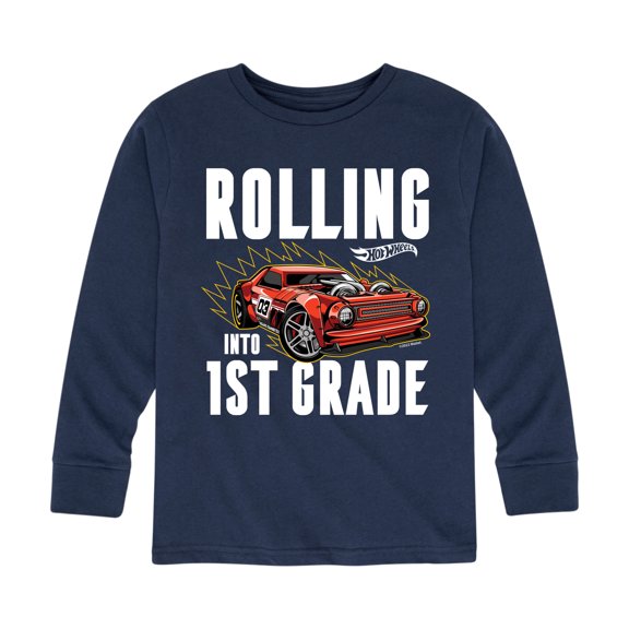 Hot Wheels - Rolling Into 1st Grade - Youth Long Sleeve Graphic T-Shirt