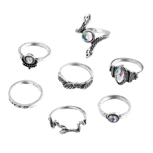 7 piezas anillos de moda anillos de dedo retro decorativos joyería de anillo en forma de serpiente