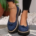 thumbnail image 6 of Miqool Womens Chunky Loafers Mid Heel Thick Sole Round Toe Vintage Flock Slip On Casual Dress Shoes, 6 of 9