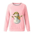 thumbnail image 4 of Bcresic Cute Snowman Shirt for Women Christmas Fleece Sweatshirts Casual Crewneck Long Sleeve Raglan Shirts Fashion Xmas Holiday Pullover Tops Fall Winter Comfy Warm Blouse Clothes,#01_Pink,Large, 4 of 4
