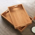 thumbnail image 6 of Zeonetak Rectangular Bamboo 11.8" x 7.87" x 1.5" Handled Serving Tray, 6 of 7