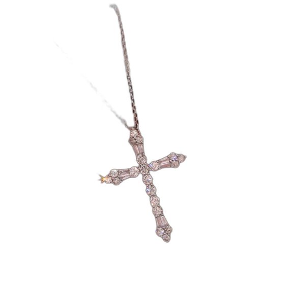 PERITANG 14K White Gold Plated Necklace with Cubic Zirconia for Women 18 Inch