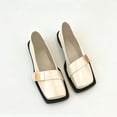 thumbnail image 6 of Women's Vintage Flat Loafers, Soft Cushioned Insole, Low Block Heel, Durable Rubber Outsole, Slip-On Comfort, Wide Toe Room, Casual Office Walking Shoes Beige G, 6 of 7