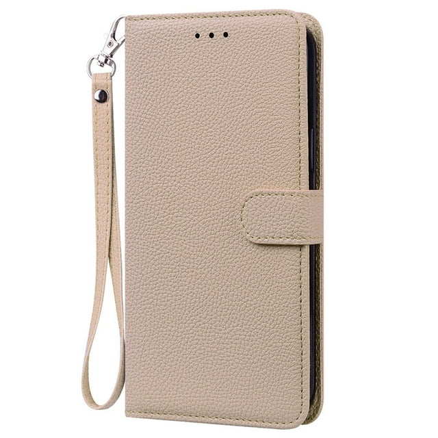 J4 Case For Coque Samsung Galaxy J4 2018 Case Flip Leather Wallet For Samsung Galaxy J4 Plus Case For Samsung J 4 J4+ 2018 Cover Beige -Strap J4 2018 J400F